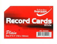RECORD CARD 6X4 WHITE PLAIN (RC-0226)