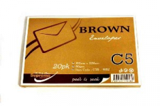 ENVELOPE C5 BROWN 20PK (C5B-9182)