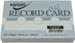 RECORD CARD 5X3 WHITE RULED (RC-0196)